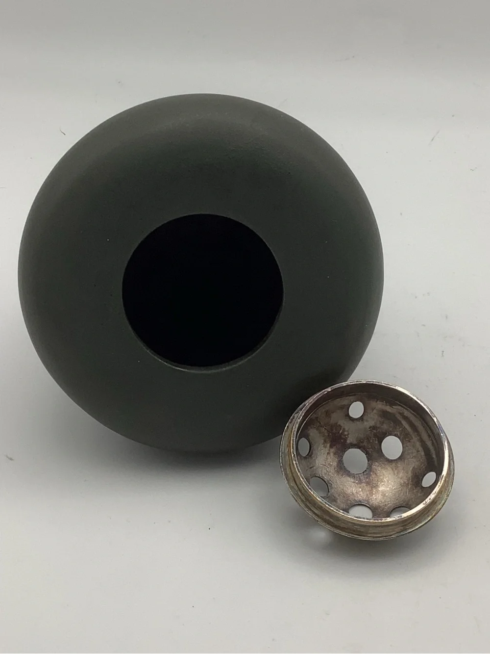 Two Matte Charcoal Gray Pottery Vases